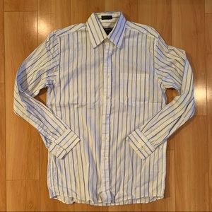 DKNY white and blue stripe button down dress shirt